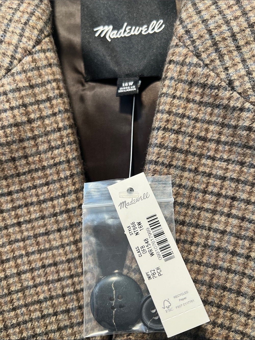 Madewell Kline Checked Single-Breasted Blazer in Brown and Tan check - Picture 4 of 4